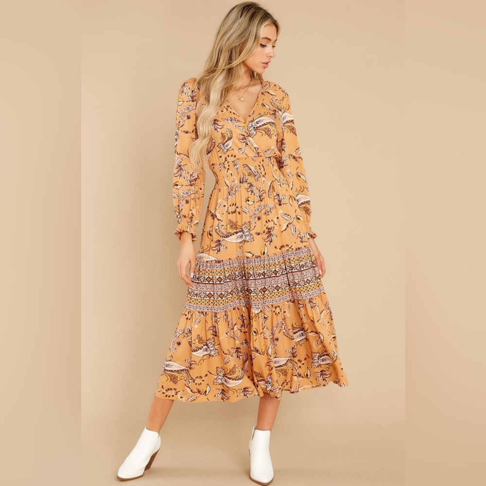EUC Bohme Midi Dress Feathers Bohemian Women's Small - Picture 2 of 16